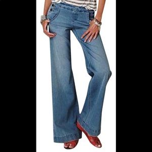 + FREE PEOPLE + Flare Jeans w/ Side Buttons